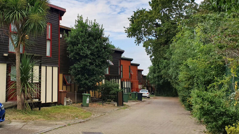 Nubia Way path along 2 storey timber homes